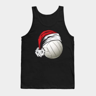 Christmas Volleyball Ball With Santa Hat Funny Sport X-mas print Tank Top